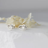 Tiny Silver Leaf Studs