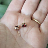 Teardrop Garnet and Gold Studs