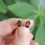 Teardrop Garnet and Gold Studs