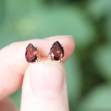 Teardrop Garnet and Gold Studs